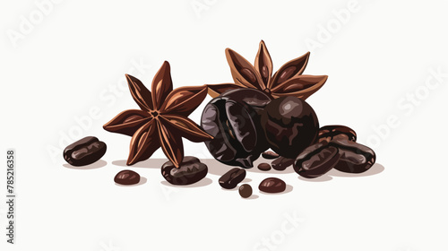 A close-up shot of coffee beans and star anise perfect
