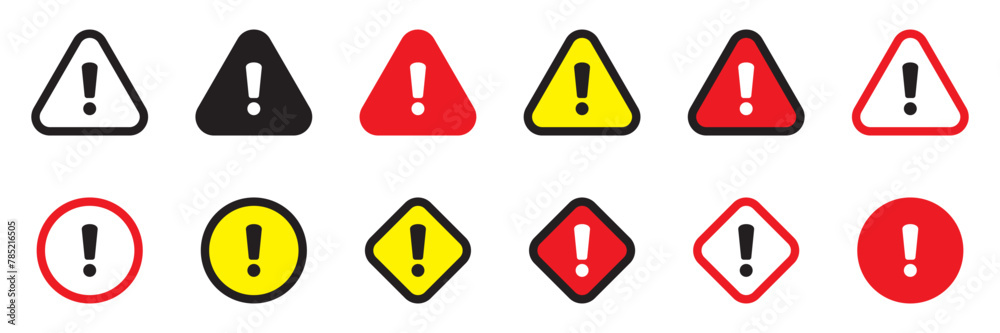 Caution signs. Danger, warning sign, attention sign. Danger icon, warning icon, attention icon. Caution signs. Danger, warning sign, attention sign. Danger icon, warning icon, attention icon.