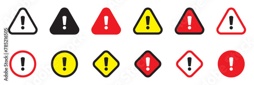 Caution signs. Danger, warning sign, attention sign. Danger icon, warning icon, attention icon.