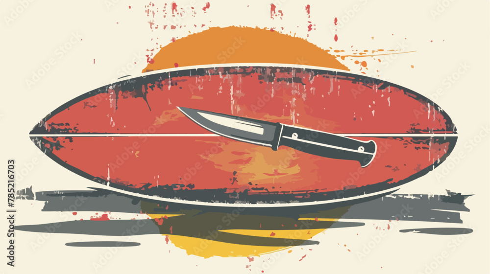 Logo surfing. surfboard with knife icon for web. vector