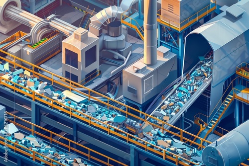 Futuristic Recycling Plant Operations photo