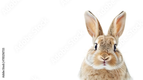 Portrait of a Cute Fluffy Brown Rabbit on a Clean White Background. Perfect for Easter and Pet Themes. Adorable Bunny Picture. AI