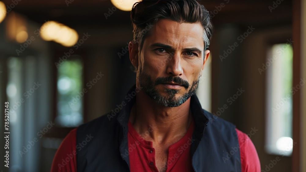A handsome man of athletic build in a T-shirt A handsome man of athletic build in a T-shirt