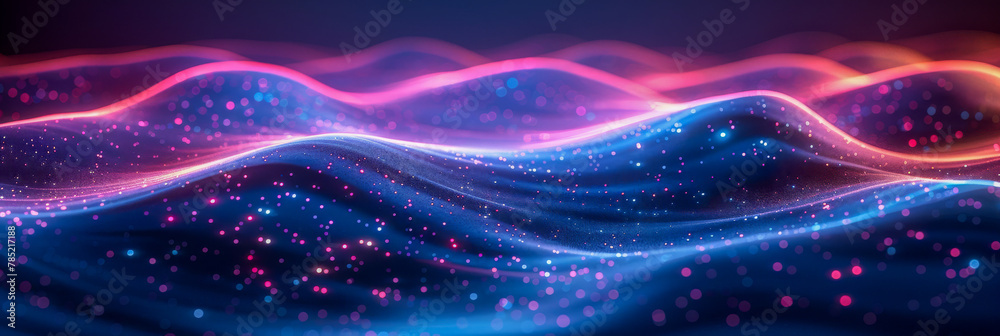 Abstract Energy Waves with Glowing Particles in Blue and Pink Abstract Energy Waves with Glowing Particles in Blue and Pink