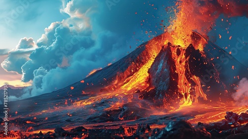 Eruption from a volcano, symbolizing the explosive insights derived from careful analysis. The vibrant lava streams and geological layers represent the depth and richness of data-driven discoveries. photo