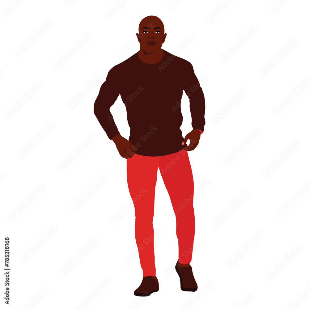 Fototapeta premium Bold stylish black man in elegant art style vector