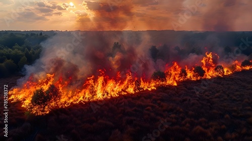 Summer Blaze Symphony: A Minimalist's View of Nature's Fury. Concept Nature's Power, Minimalist Photography, Summer Storms, Weather Art © Ян Заболотний