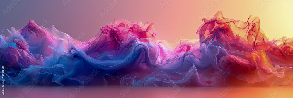 Surreal Fabric Waves in Gradient Hues of Sunset
