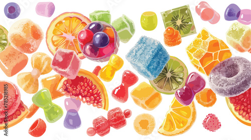 Fototapeta Naklejka Na Ścianę i Meble -  A colorful macro photograph of various sugary treats illustration