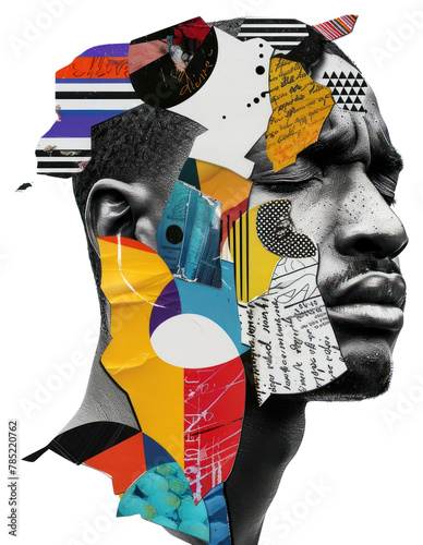 PNG Paper collage of man crying art portrait adult. © Rawpixel.com
