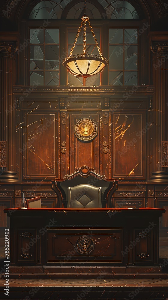 A courtroom drama with corporate logos on trial, symbolizing the challenges of litigation