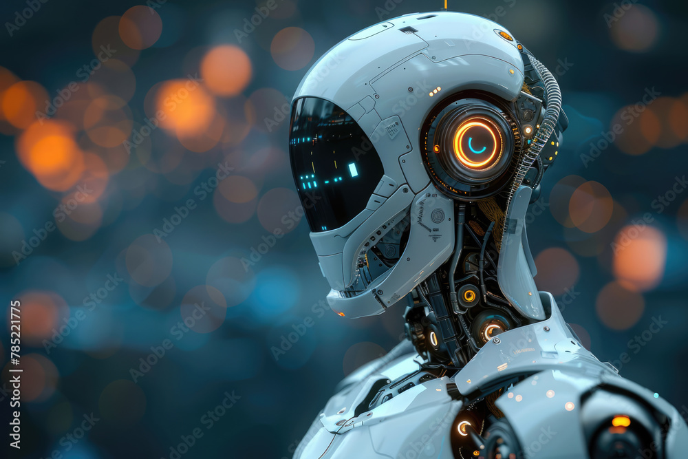 Fototapeta premium Cyborg robot, artificial intelligence, future technologies