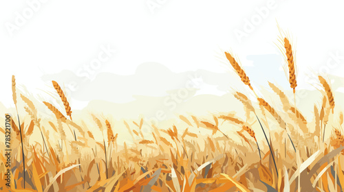 A field of wheat swaying in the breeze flat vector isolated