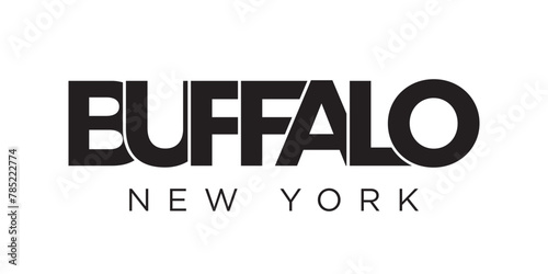 Buffalo, New York, USA typography slogan design. America logo with graphic city lettering for print and web. photo