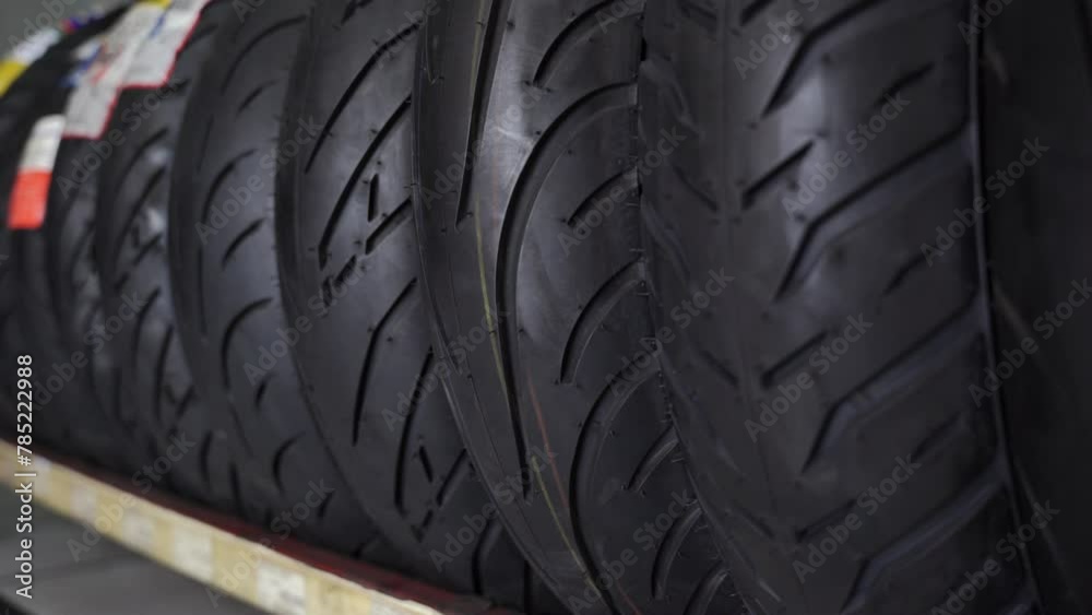 Various kinds of motorbike tires are sold in specialized motorbike tire shops. Various kinds of motorbike tires are sold in specialized motorbike tire shops.