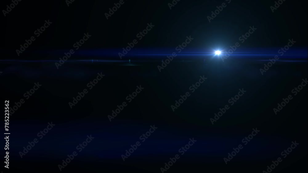 Lens flare effect on black background. Sunset in space. Anamorphic lens ...