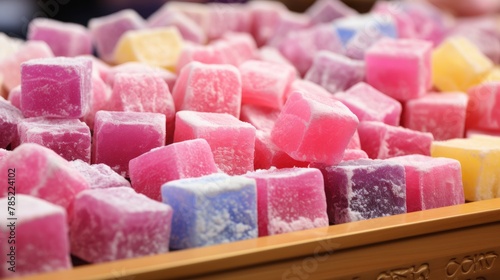 Delectable Turkish Delight Treat on solid background.