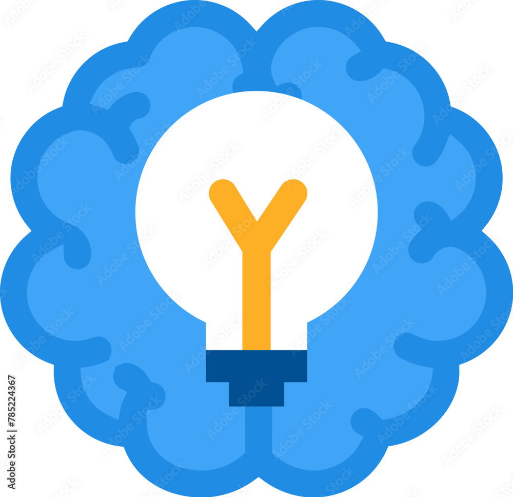 Genius mind icon. Mental imagination power, business process stroked flat element for modern and retro design. Simple color vector pictogram isolated on white background Genius mind icon. Mental imagination power, business process stroked flat element for modern and retro design. Simple color vector pictogram isolated on white background