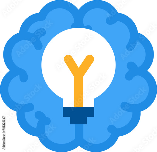 Genius mind icon. Mental imagination power, business process stroked flat element for modern and retro design. Simple color vector pictogram isolated on white background
