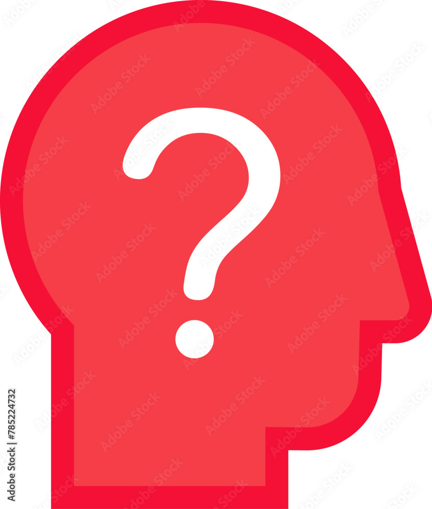 Question head silhouette icon. Ask mark avatar, business process stroked flat element for modern and retro design. Simple color vector pictogram isolated on white background Question head silhouette icon. Ask mark avatar, business process stroked flat element for modern and retro design. Simple color vector pictogram isolated on white background