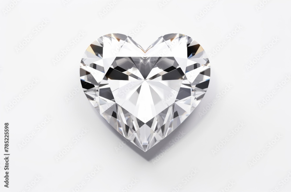 Fototapeta premium Heart shaped gemstone. Heart shaped diamond on white background. Crystal. Heart shaped diamond