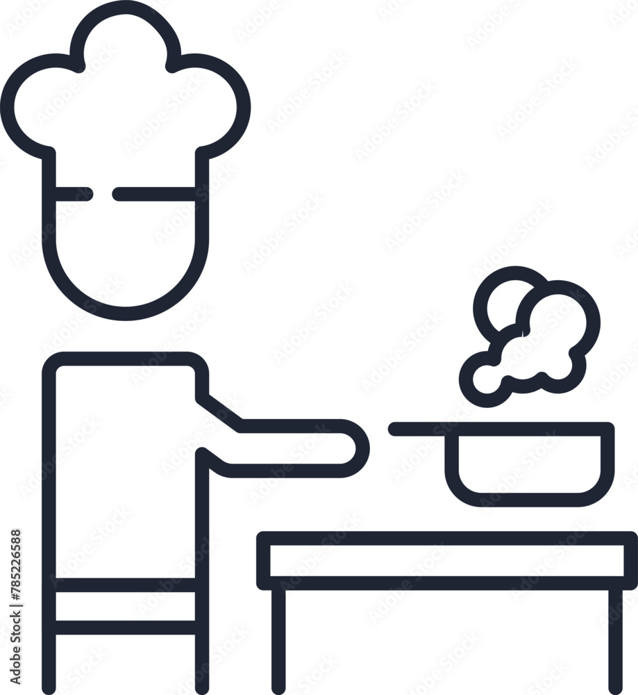 Cooking Isolated Vector Line Icon Drawn with Thin Line for Banners, Infographics, Books. Editable stroke for different purpose Cooking Isolated Vector Line Icon Drawn with Thin Line for Banners, Infographics, Books. Editable stroke for different purpose