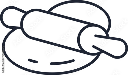 Rolling Out Dough Isolated Outline Picture for Websites and Apps. Editable stroke for different purpose