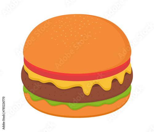 Big Burger, Fast Food concept, flat design vector illustration, for graphic and web design