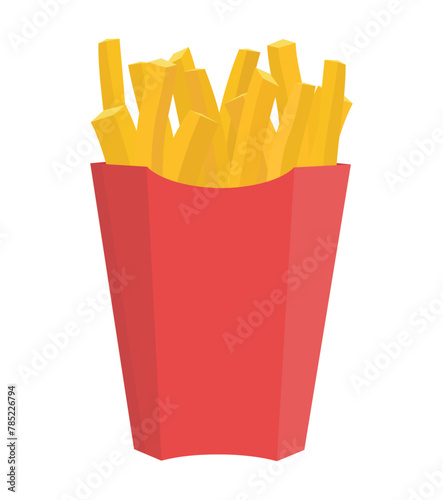 French Fries, Fast Food concept, flat design vector illustration, for graphic and web design