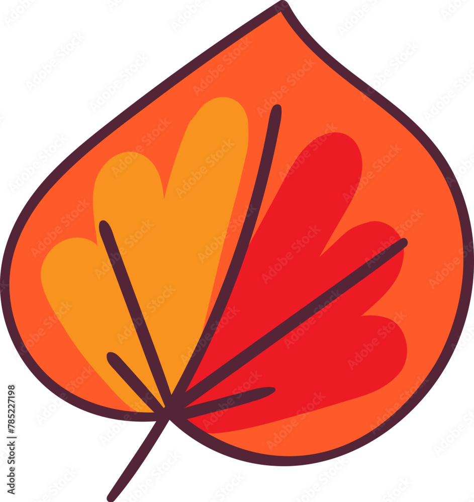 Autumn Aspen tree leaf, foliage stroked illustration. Tree leaf, herbarium. Simple cartoon multicolored vector hand drawn isolated on white background Autumn Aspen tree leaf, foliage stroked illustration. Tree leaf, herbarium. Simple cartoon multicolored vector hand drawn isolated on white background