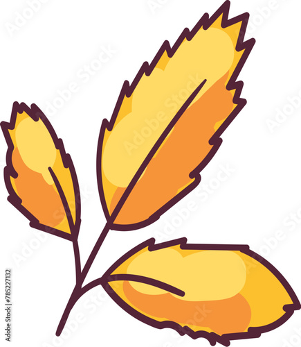 Autumn ash tree leaf foliage stroked illustration. Tree leaf, herbarium. Simple cartoon multicolored vector hand drawn isolated on white background (ID: 785227132)