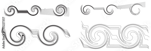Abstract vector wavy lines flowing smooth curve black grey gradient isolated on white background in concept of technology, science, music, modern.