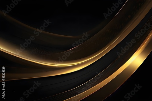 Abstract black and gold lines background with light effect Generative AI