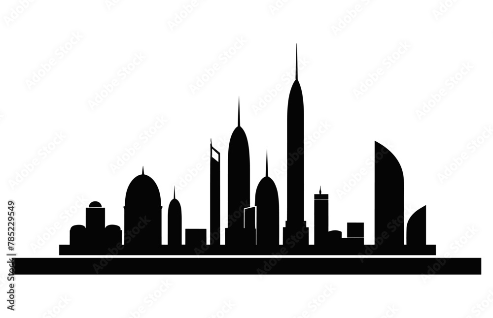 Abu Dhabi City Skyline Silhouette black Vector