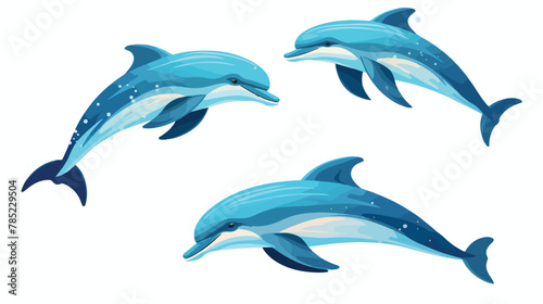 A group of dolphins jumping out of the water flat vector