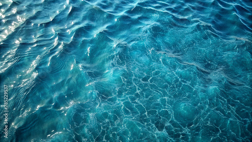 Top view Sea, Ocean Water Texture Background - blue water surface with ripples.