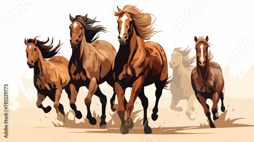 A group of horses galloping across a field flat vector © Austin