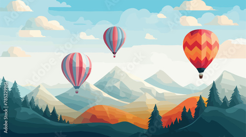 A group of hot air balloons floating over