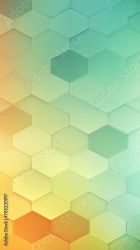 Mint Green and yellow gradient background with a hexagon pattern in a vector illustration