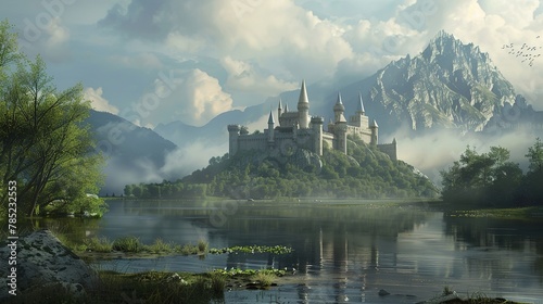 Beautiful medieval fantasy landscape , Generative ai, 