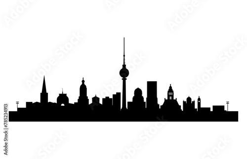 Berlin City black Silhouette Vector isolated on a white background