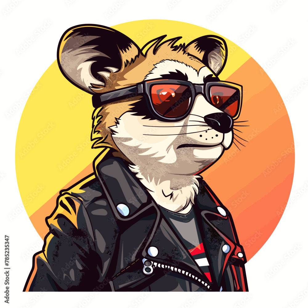 Vector illustration of a hipster dog in a leather jacket and sunglasses. Vector illustration of a hipster dog in a leather jacket and sunglasses.