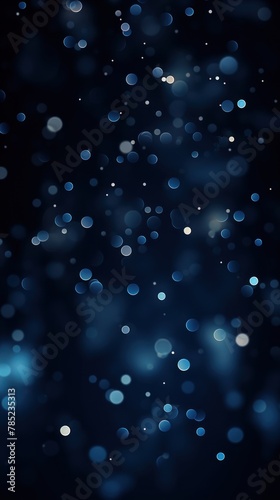 Navy Blue abstract glowing bokeh lights on a black background with space for text or product display. Vector illustration