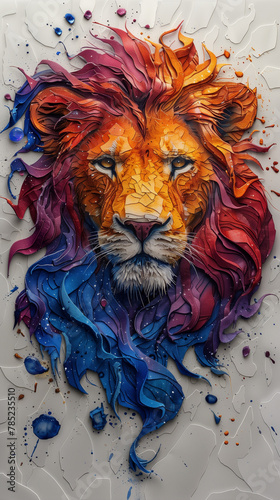 Whimsical Wildcat: Majestic Lion in Dreamlike Alcohol Ink ,generated by IA 