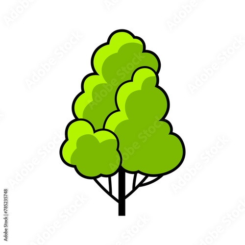 Stylized tree with leaves. Illustration or icon for emblem and design.