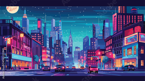 Vibrant cityscape at night with twinkling lights