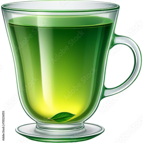 Glass cup of green tea