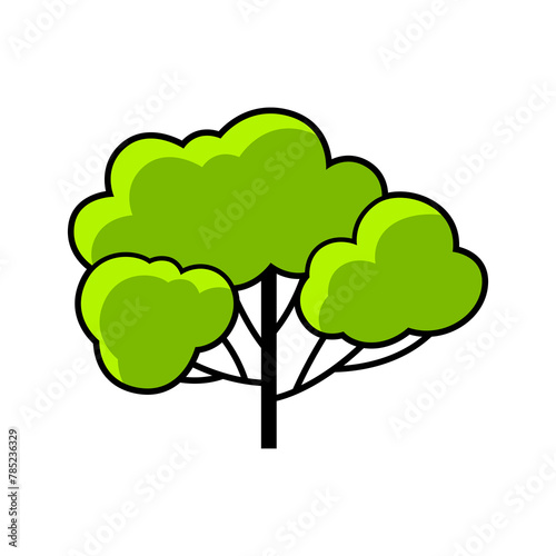 Stylized tree with leaves. Illustration or icon for emblem and design.