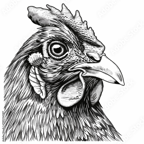Portrait of Rooster with big eyes. Vector illustration for your design