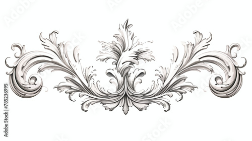 Vintage element engraving with retro ornament pattern